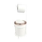 Kit Suporte Porta Papel Higiênico Lixeira 5L Cesto Lixo Tampa Basculante Redonda Banheiro Branco Rose Gold - AMZ Kit Suporte Porta Papel Higiênico Lixeira 5L Cesto Lixo Tampa Basculante Redonda Banheiro Branco Rose Gold - AMZ