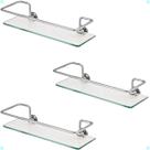 Kit Suporte Prateleira Porta Shampoo Reto Banheiro Vidro 6mm