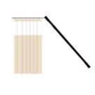 Kit Suporte Varão Preto Banheiro 60x90cm + Cortina Box Bege
