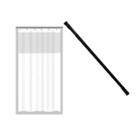 Kit Suporte Varão Preto Banheiro 60x90cm +Cortina Box Branco