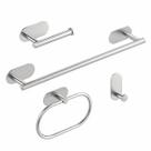 Kit Suportes de Banheiro Porta Toalha de Banho e Rosto, Papeleira e Gancho Prata Aço Inox 304 Sem Furo Adesivo 3M 4 Peças