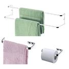 Kit Suportes Toalheiros Porta Toalha Banho Rosto Papel Higiênico Parede Banheiro Cromado - Future