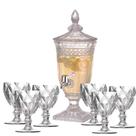 Kit Suqueira Cristal 1,8l 6 Taças de Vidro Diamante