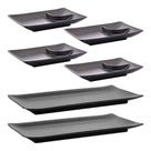 Kit Sushi Melamina Preta 4 Pratos E 2 Travessas Oriental Kit Sushi Melamina Preta 4 Pratos E 2 Travessas Oriental