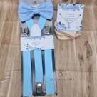 Kit Suspensório Azul Serenity Trabalhada + Pulseira com Tags