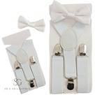 Kit Suspensório Branco + Gravata Borboleta Infantil Para Pajens e Eventos