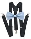 Kit Suspensório Chumbo + Gravata Borboleta Azul Bebê