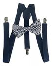 Kit Suspensório Marinho+ Gravata Borboleta Assimétrica