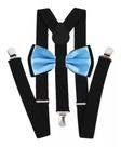 Kit Suspensório Preto Gravata Borboleta Dupla Azul Bebê Kit Suspensório Preto Gravata Borboleta Dupla Azul Bebê