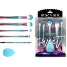 Kit sweet profissional 5 pincéis + 1 esponja gota macrilan