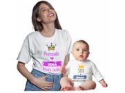 Kit T-shirt Promovida a Irmã Mais Velha Body Irmão Mais Novo Branca