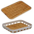Kit Tábua Migalheira 33x23cm Porta Pão e Bandeja para Servir 35x29cm Retangular Bambu Ou Kit Tábua Migalheira 33x23cm Porta Pão e Bandeja para Servir 35x29cm Retangular Bambu Ou