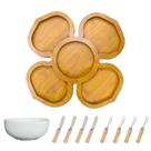 Kit Tábua Petisqueira com Bowl Garfinhos e Espátulas 10 Peças