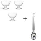 Kit Taça de Sorvete 3 Peças + Colher de Sorvete inox