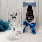 Kit Taça Vinho Nadir Barone 385ml Dia Pais + Caixa Vidro Gravata