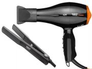 KIT TAIFF - SECADOR CABELO PROF. TITANIUM COLORS ION LARANJA 2100W 127V + PRANCHA CERAMIC 180ºC BV