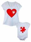Kit Tal Mãe Tal Filho Camiseta e Body de Bebê Quebra Cabeça