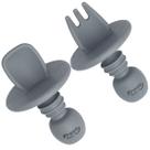 Kit Talher Colher Garfo de Treinamento Silicone Cinza Freso