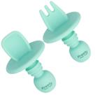 Kit Talher Colher Garfo de Treinamento Silicone Verde Freso