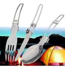 Kit Talher De Metal Dobráveis Camping Faca Garfo Colher