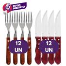 Kit Talher Faca Jumbo Outback Cabo Madeira E Garfo Mesa Com Cabo Madeira Jogo Linha Wooden