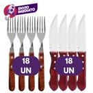 Kit Talher Faca Jumbo Outback Cabo Madeira E Garfo Mesa Com Cabo Madeira Jogo Linha Wooden