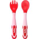 Kit talher flexível e termossensível colher garfo bebê buba - rosa