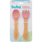 Kit Talher Infantil Colher e Garfo Silicone e Bambu Buba Introdução Alimentar Bebê