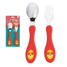 Kit Talher Inox Bebe Infantil Cachorrinho Vermelho