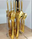 Kit Talher Inox Dourado 24 peças + Suporte Kit Talher Inox Dourado 24 peças + Suporte