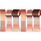 Kit Talheres 36pçs P-12 Pessoas Colher Garfo Faca Inox Rose