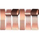Kit Talheres 36pçs P/12 Pessoas Colher Garfo Faca Rose Inox