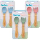 Kit Talheres Colher E Garfo Em Silicone E Bambu Buba