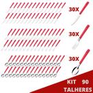 Kit Talheres Colher Faca Garfo Luna Cabo Vermelho - 90un