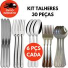 Kit Talheres Completo Inox Jogo Garfo Faca Colher Refeição Garfo Sobremesa Colher Sobremesa