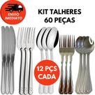 Kit Talheres Completo Inox Jogo Garfo Faca Colher Refeição Garfo Sobremesa Colher Sobremesa