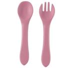 Kit Talheres de Silicone 2 Peças para Bebês Rosa - Quanhe