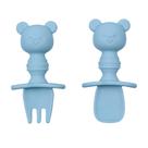 Kit Talheres de Silicone Ursinho Azul para Bebe Buba 15813