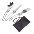 Kit Talheres Dobrável Inox 3 Peças Garfo Faca Colher