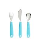 Kit Talheres infantil com Garfo Faca e Colher Munchkin Azul