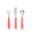 Kit Talheres infantil com Garfo Faca e Colher Munchkin Rosa