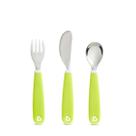 Kit Talheres infantil com Garfo Faca e Colher Munchkin Verde