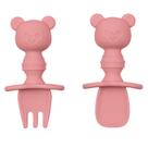 Kit Talheres Infantil em Silicone Ursinho - Rosa - Buba