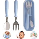 Kit Talheres Infantil Papinha Colher Garfo Com Estojo Azul