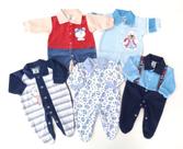 KIT Tamanho PREMATURO - Macacão Longo em Plush - 5 unidades - Tons Azuis - Nethuno Baby