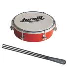 Kit Tamborim Pele Leitosa Torelli TT 404 Verm Baqueta Tripla