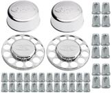 Kit Tampa Cubo Cromada Dianteira Traçao Ford Cargo 3/4 + Capa Porca Belga