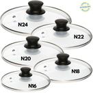Kit Tampa De Vidro Para Panela Frigideira 5 Tampas Números 16 18 20 22 24