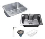 Kit Tanque Aço Inox e Kit Cuba Para Cozinha Carajás Prata