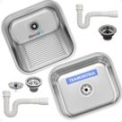 Kit Tanque Lavanderia 40x40x23 Inox Docol 25L e Cuba Tramontina 40x34x14 Standart Fosca